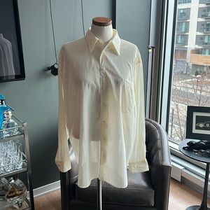 New Ralph Lauren Purple Label Women's Semi Sheer Button Up Shirt Blouse Size 14